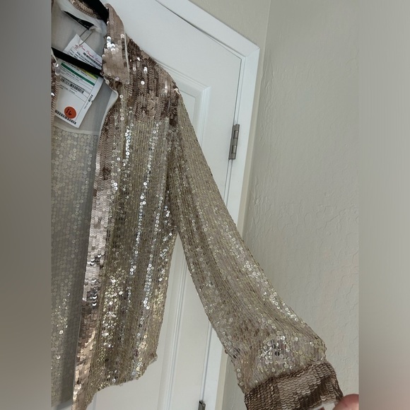Women’s Rose Gold Sequin Western Shirt, Size Small - Picture 8 of 9